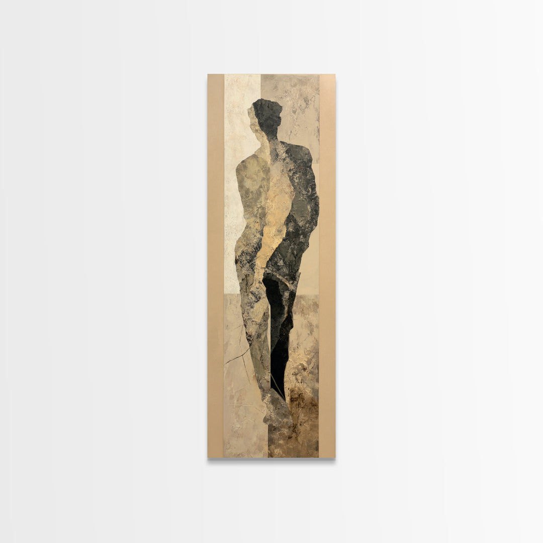 Simple Monochrome Figure Study Framed Canvas Print, Art, Home Decor, Living Room Decor, Fine Art, Minimalist Decor, ART-1x3-24