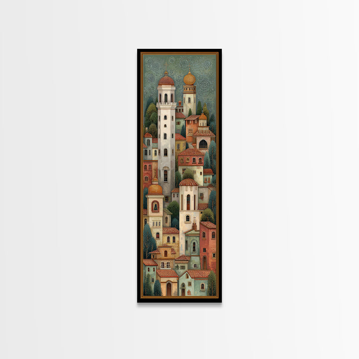 Naive Folk Art Village Canvas Print, Art, Wall Decor, Living Room Decor, Fine Art, Wall Art, Art Prints, Digital Art, ART-1x3-32