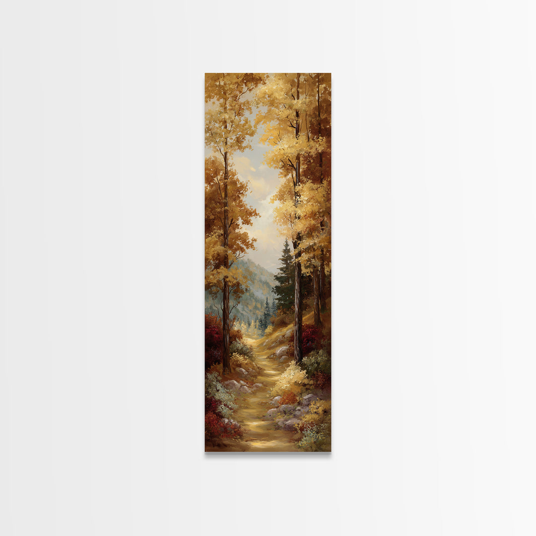 Woodland Path with Golden Autumn Atmosphere Canvas Print, Art, Modern Decor, Living Room Decor, Fine Art, Art Prints, ART-1x3-35