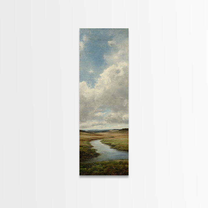 Classic Landscape with Winding River and Atmospheric Canvas Print, Art, Textured Painting, Living Room Decor, Oil Painting, ART-1x3-39