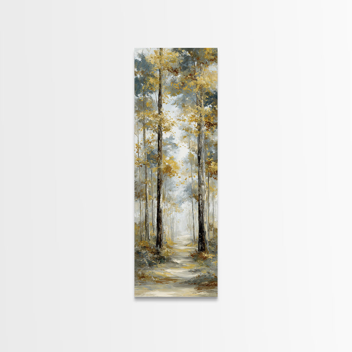 Woodland Path with Golden Autumn Atmosphere Canvas Print, Art, Living Room Decor, Fine Art, Art Nouveau, Framed Wall Art, ART-1x3-59