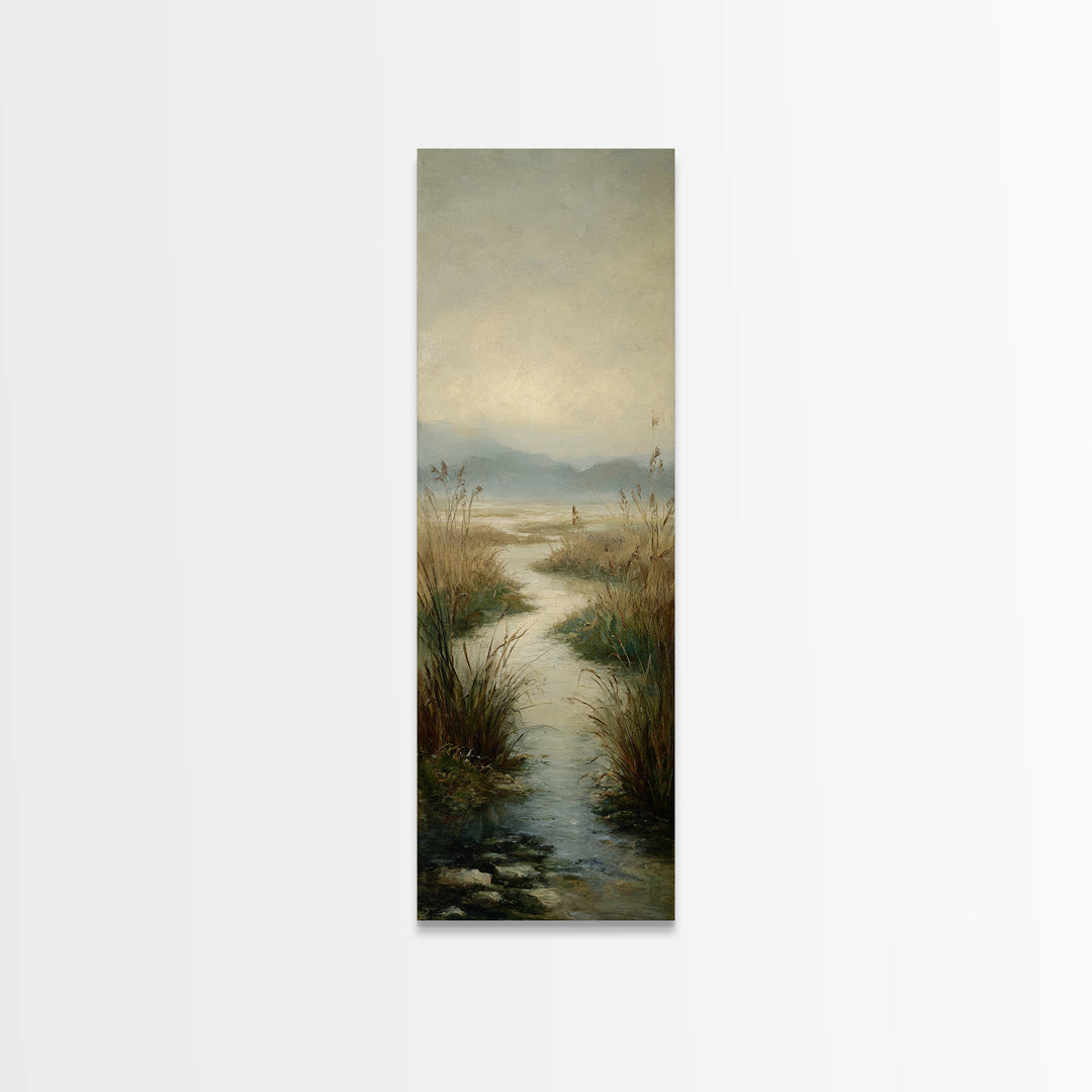 Classic Landscape with Winding River and Atmospheric Canvas Print, Art, Art Commission, Living Room Decor, Fine Art, ART-1x3-63