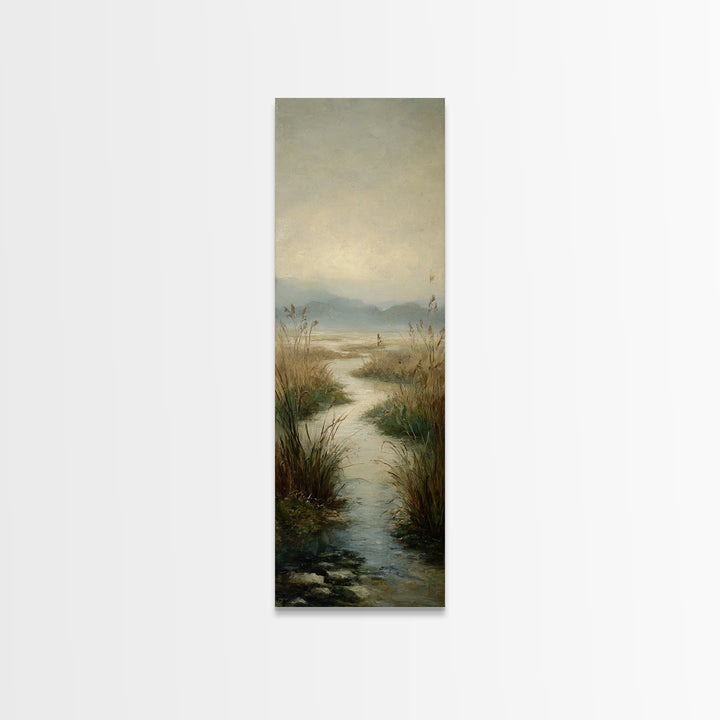 Classic Landscape with Winding River and Atmospheric Canvas Print, Art, Art Commission, Living Room Decor, Fine Art, ART-1x3-63