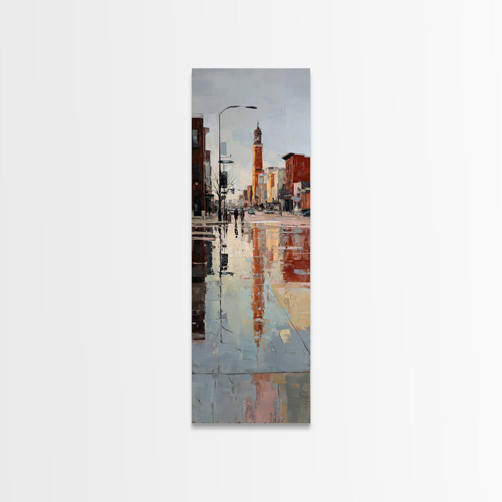 Moody City Scene Reflected Framed Canvas Print, Art, Prints Wall Art, Living Room Decor, Fine Art, Fine Art Print, ART-1x3-70