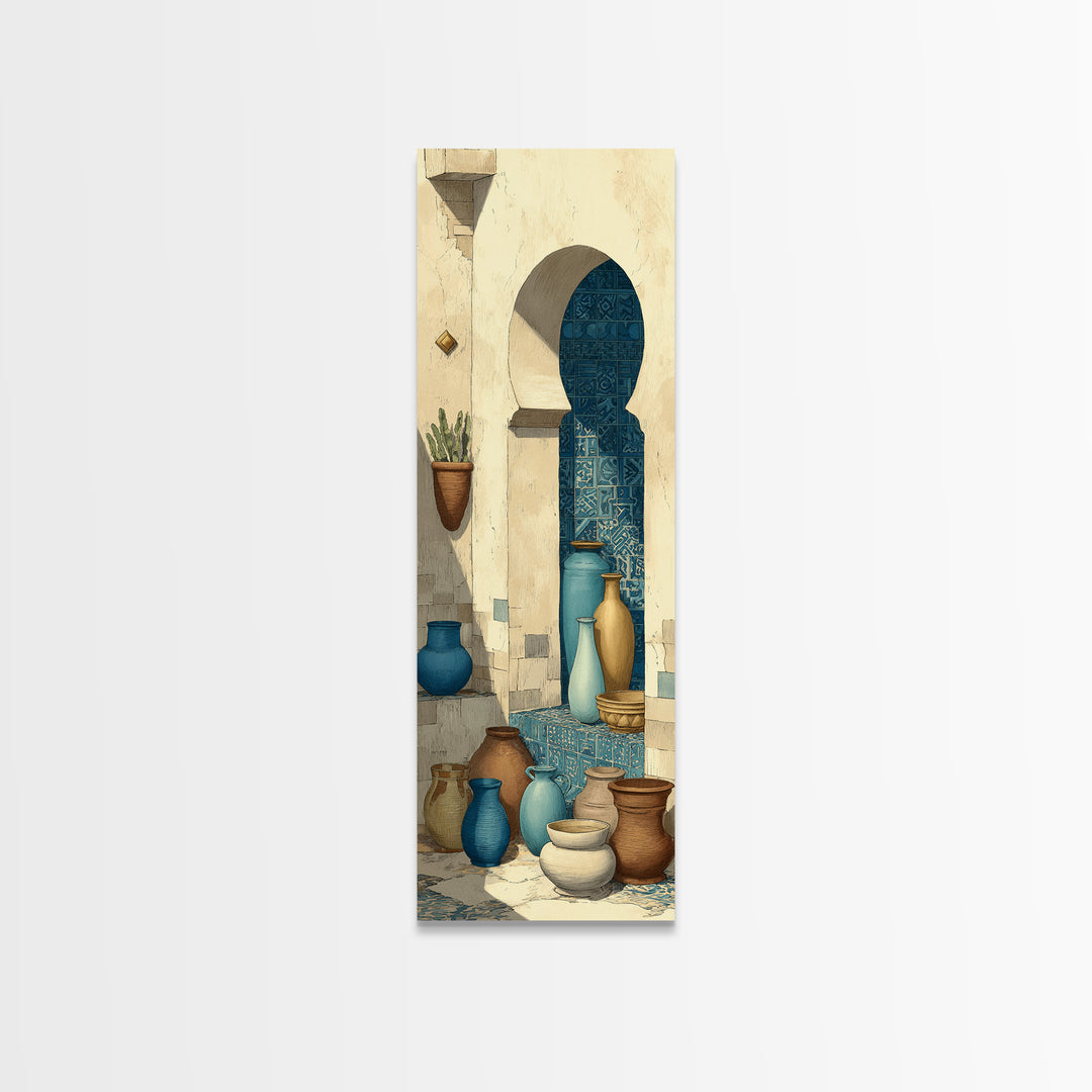 Architectural Archway in Warm Mediterranean Light Canvas Print, Art, Abstract Wall Art, Living Room Decor, Oil Painting, ART-1x3-82