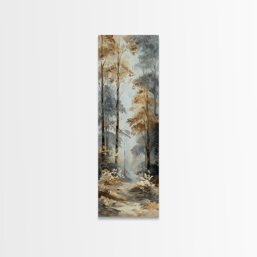 Woodland Path with Golden Autumn Atmosphere Framed Canvas Print, Art, Metal Wall Art, Living Room Decor, Fine Art, ART-1x3-83