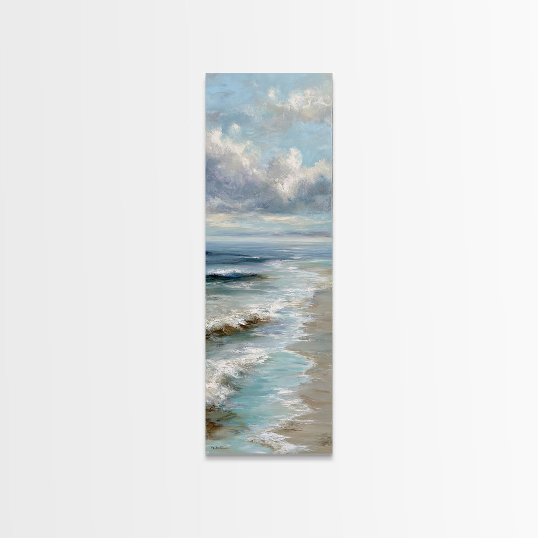 Dramatic Seascape with Foam and Storm Clouds Framed Canvas Print, Art, Wall Art, Living Room Decor, Fine Art, ART-1x3-84