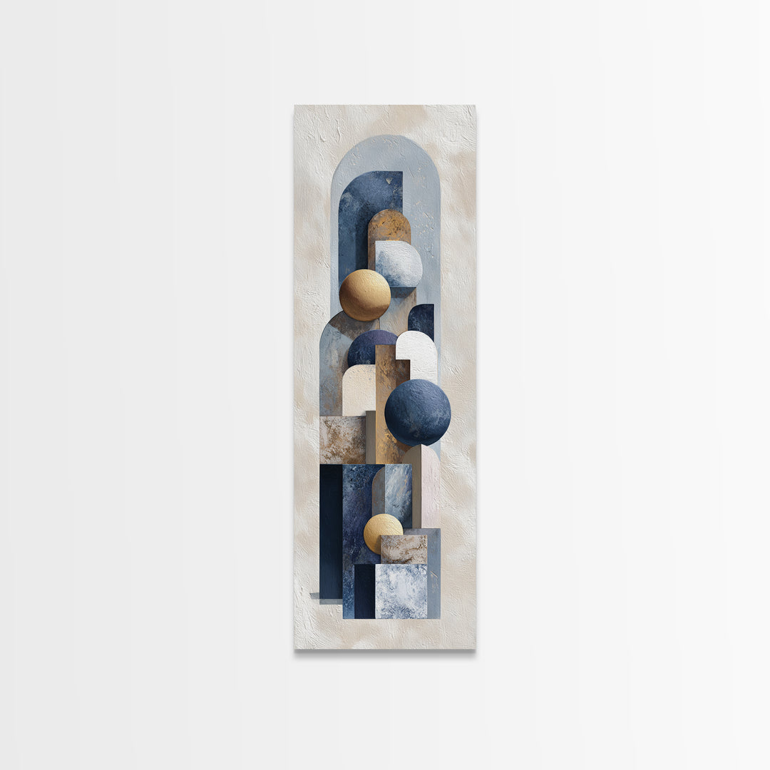 Modern Sculptural Shapes Rendered as Painted Forms Canvas Print, Art, Neutral Decor, Living Room Decor, Abstract Art, ART-1x3-90