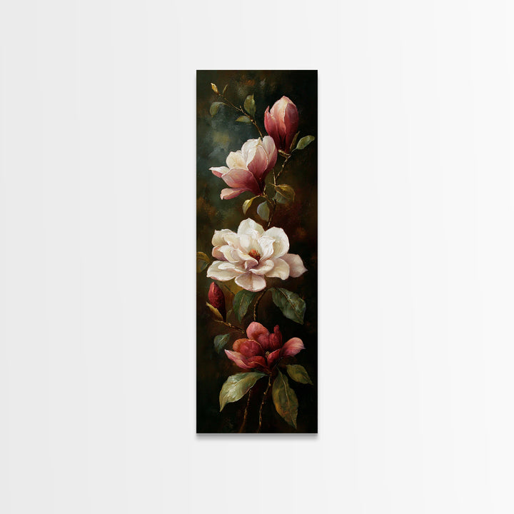 Romantic Floral Oil Painting Framed Canvas Print, Art, Art Commission, Living Room Decor, Fine Art, Black Art, ART-1x3-92