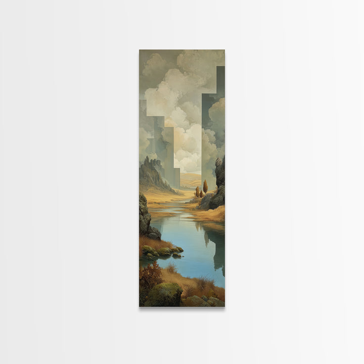 Surreal Dream Landscape Canvas Print, Art, Canvas Wall Art, Living Room Decor, Oil Painting, Boho Wall Art, Pink Wall Art, ART-1x3-95