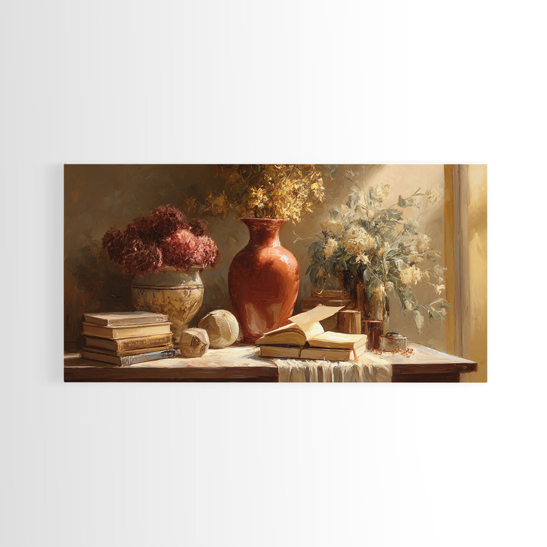 Sunlit Interior Still Life Framed Canvas Print, Art, Modern Decor, Living Room Decor, Fine Art, Art Prints, Digital Art, ART-2x1-10