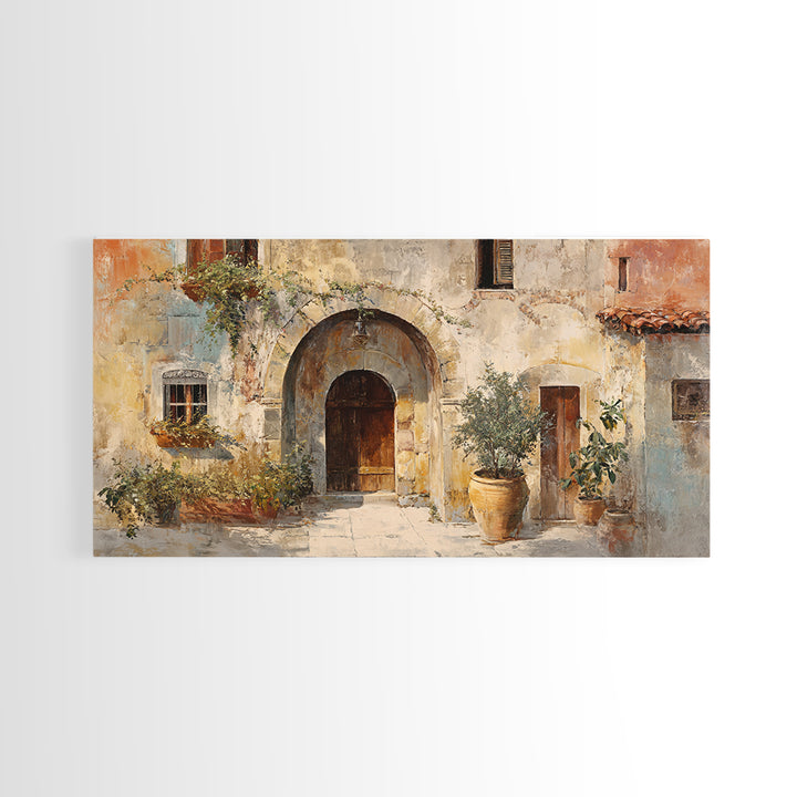 Architectural Archway in Warm Mediterranean Light Framed Canvas Print, Art, Home Decor, Living Room Decor, Fine Art, ART-2x1-18