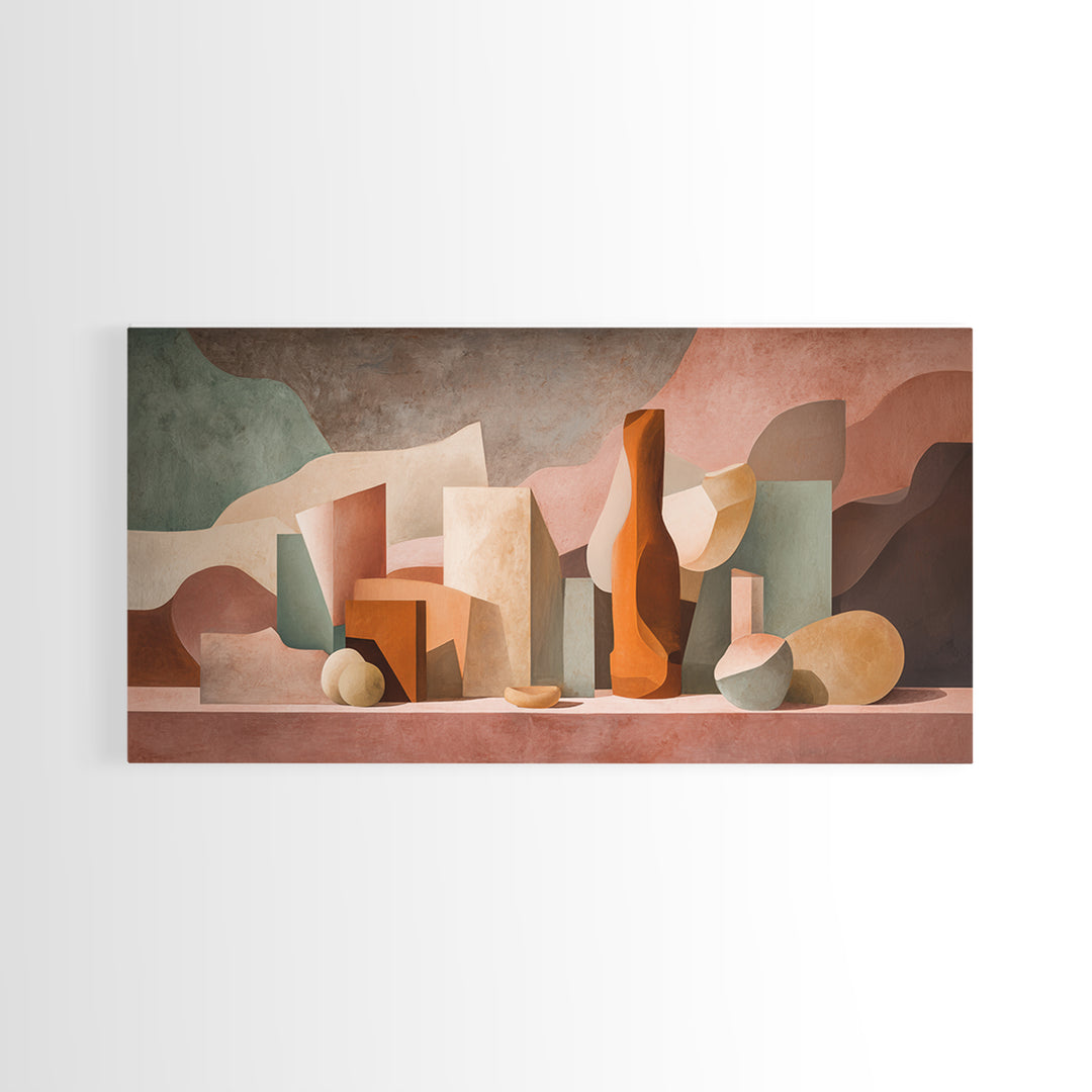 Modern Sculptural Shapes Rendered as Painted Forms Canvas Print, Art, Wall Decor, Living Room Decor, Fine Art, ART-2x1-26
