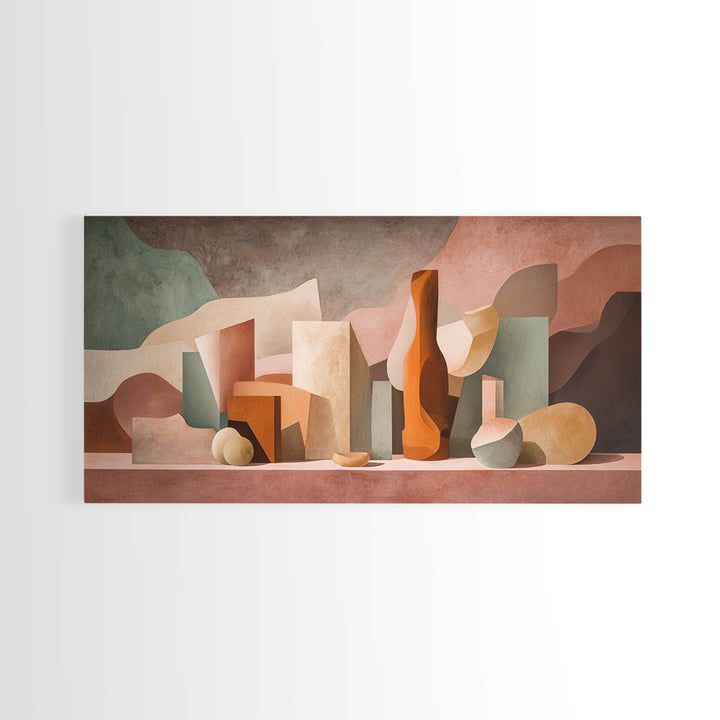Modern Sculptural Shapes Rendered as Painted Forms Canvas Print, Art, Wall Decor, Living Room Decor, Fine Art, ART-2x1-26