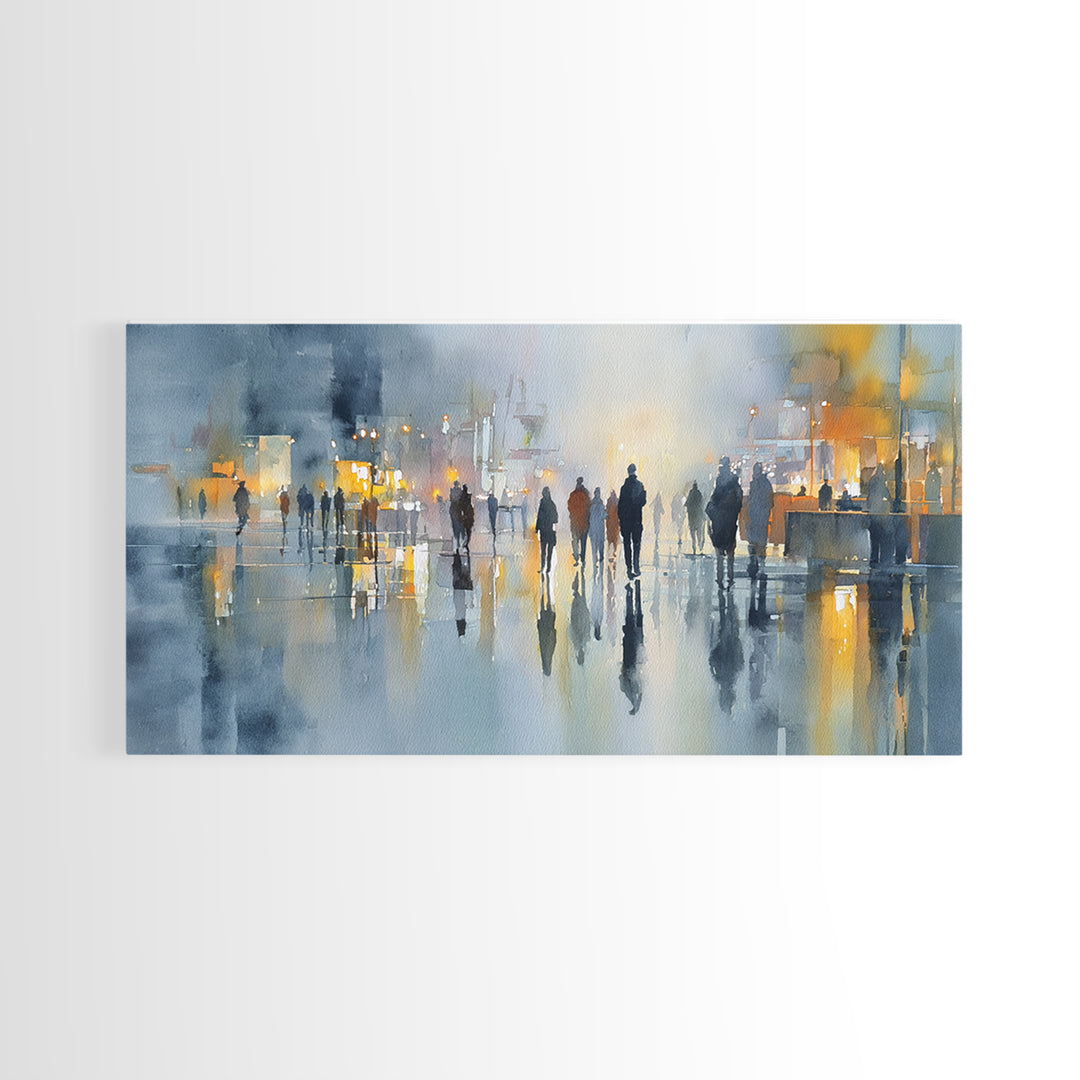 Moody City Scene Reflected Framed Canvas Print, Art, Neutral Decor, Living Room Decor, Fine Art, Art Prints, ART-2x1-30