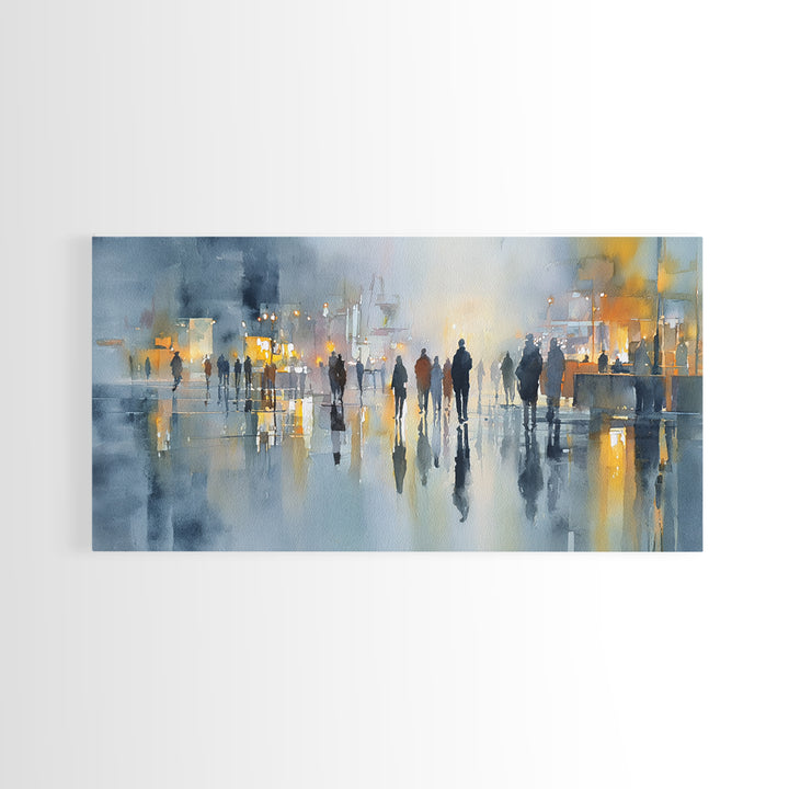 Moody City Scene Reflected Framed Canvas Print, Art, Neutral Decor, Living Room Decor, Fine Art, Art Prints, ART-2x1-30