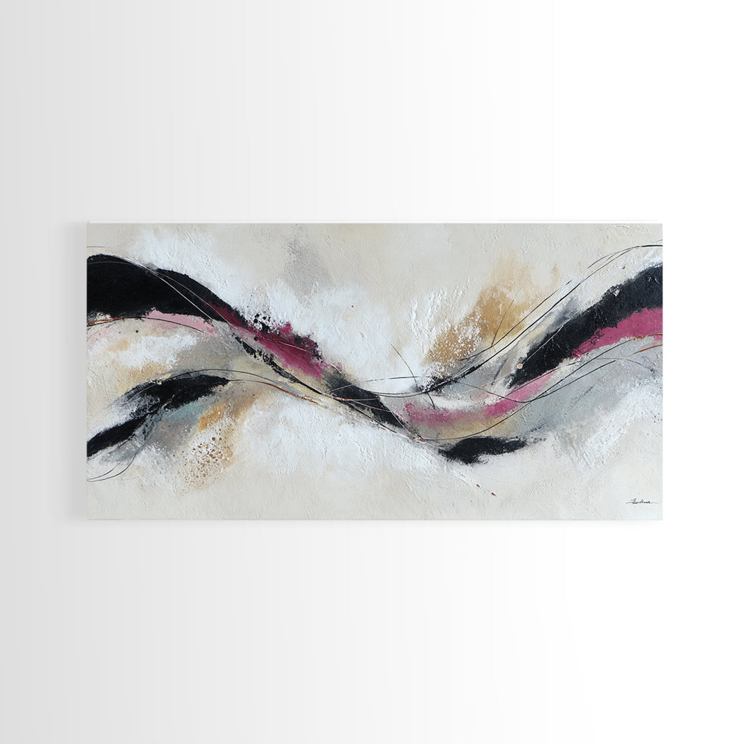 Contemporary Abstract with Layered Pigments and Energetic Framed Canvas Print, Art, Boho Decor, Living Room Decor, Fine Art, ART-2x1-46