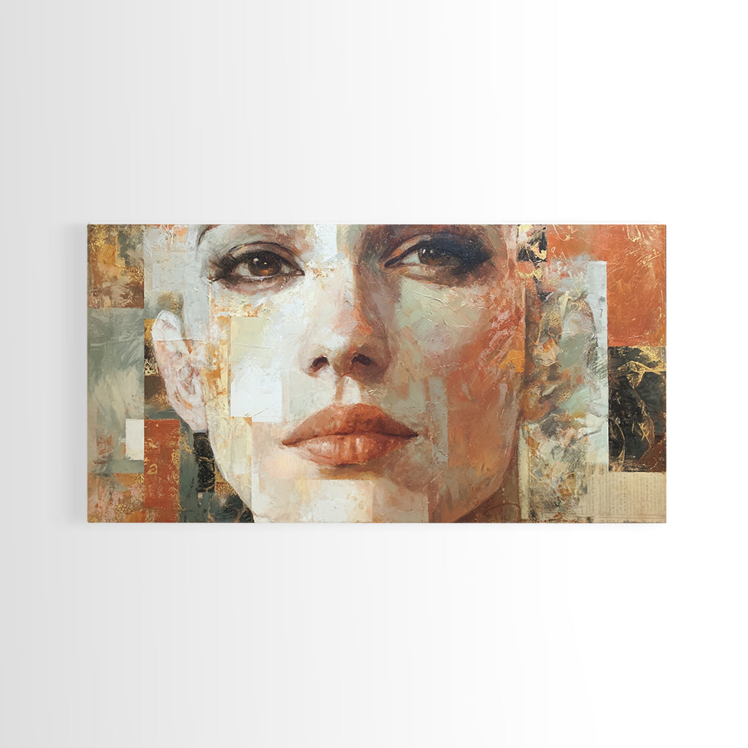 Expressive Portrait with Dramatic Light and Textured Canvas Print, Art, Art Prints, Living Room Decor, Fine Art, ART-2x1-48