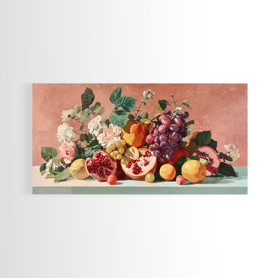 Bold Pop Fruit Composition Framed Canvas Print, Art, Printable Wall Art, Living Room Decor, Oil Painting, Canvas Art, ART-2x1-60