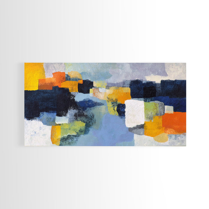Contemporary Abstract with Layered Pigments and Energetic Canvas Print, Art, Minimalist Decor, Living Room Decor, Fine Art, ART-2x1-70