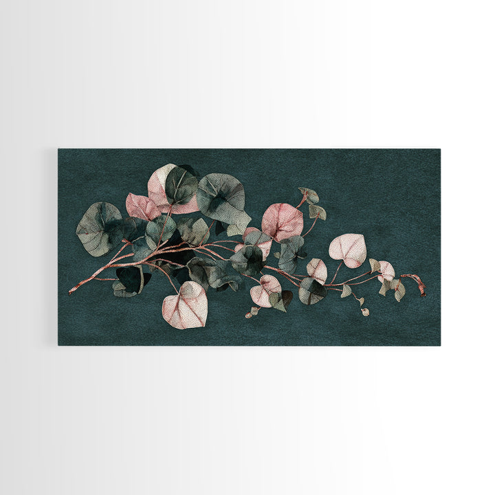 Minimal Botanical Ink Drawing on Handmade Paper Canvas Print, Art, Wall Art, Living Room Decor, Watercolor Art, ART-2x1-73