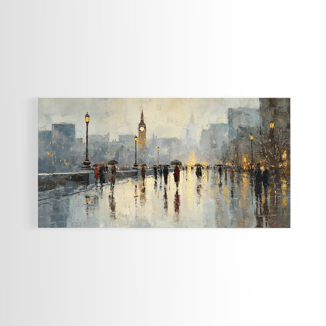 Moody City Scene Reflected Canvas Print, Art, Luxury Decor, Living Room Decor, Fine Art, Metal Wall Art, Art Commission, ART-2x1-78