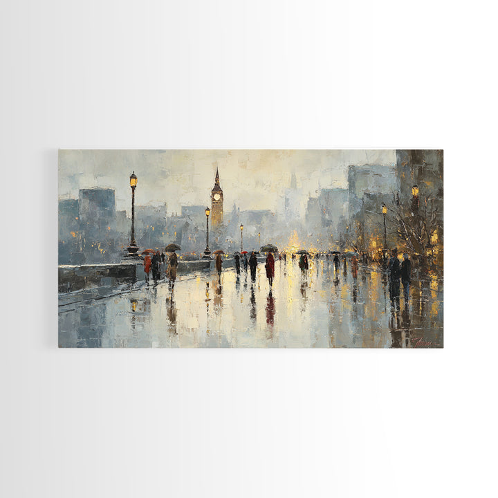 Moody City Scene Reflected Canvas Print, Art, Luxury Decor, Living Room Decor, Fine Art, Metal Wall Art, Art Commission, ART-2x1-78