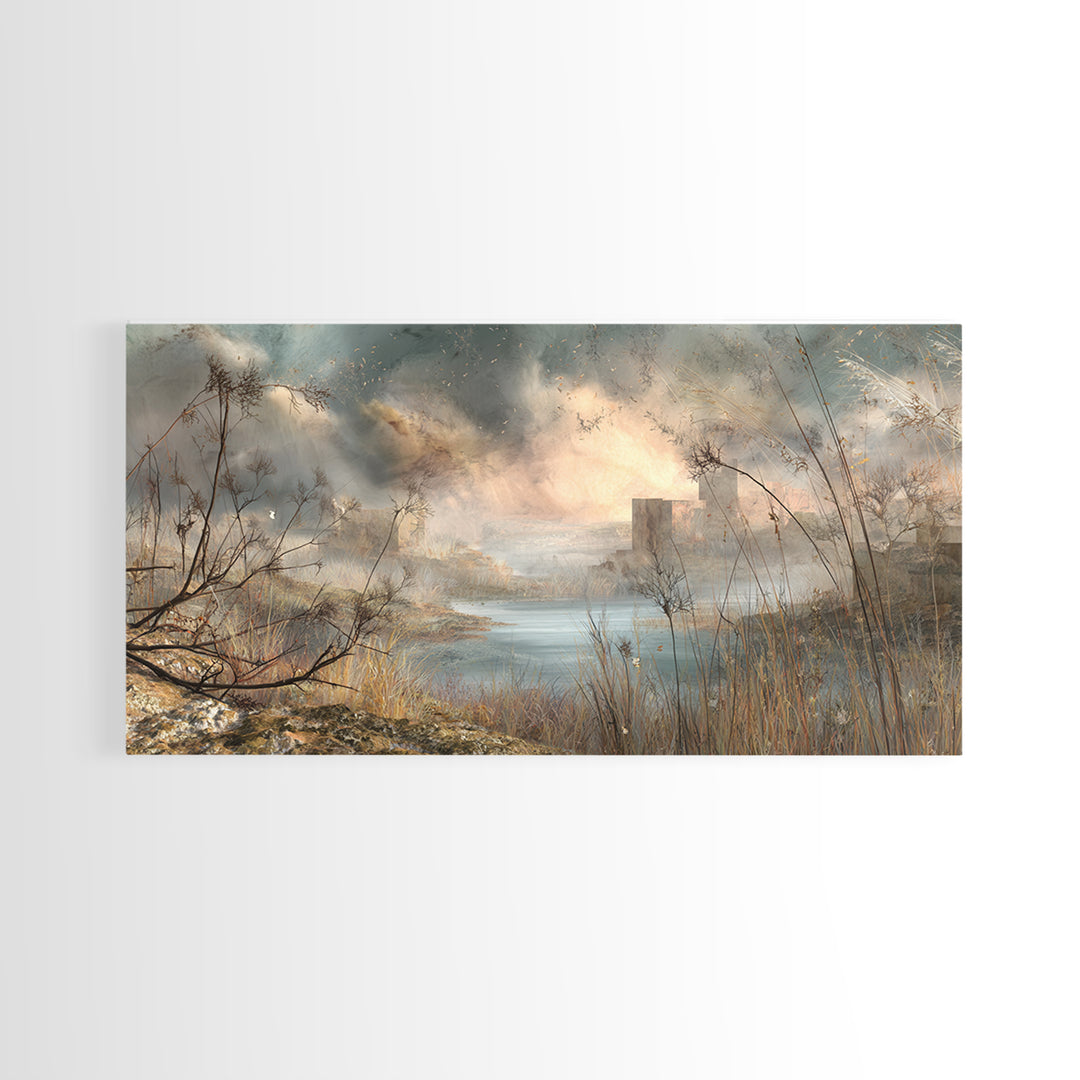 Surreal Dream Landscape Framed Canvas Print, Art, Wood Wall Art, Living Room Decor, Fine Art, Modern Decor, Fine Art Print, ART-2x1-79