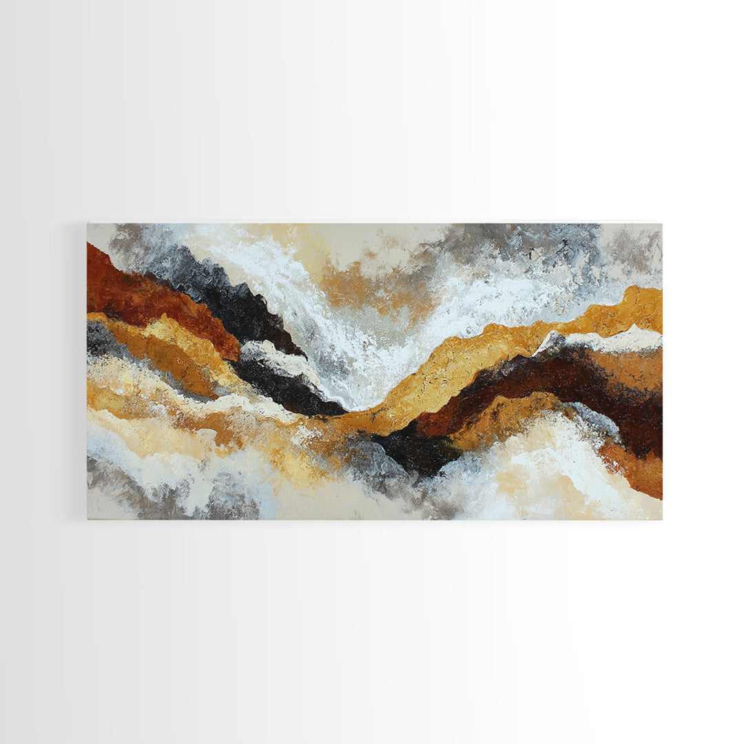 Contemporary Abstract with Layered Pigments and Energetic Canvas Print, Art, Minimalist Decor, Living Room Decor, Fine Art, ART-2x1-94