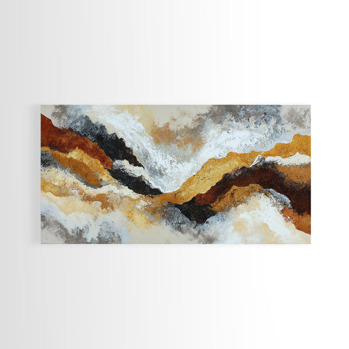 Contemporary Abstract with Layered Pigments and Energetic Canvas Print, Art, Minimalist Decor, Living Room Decor, Fine Art, ART-2x1-94