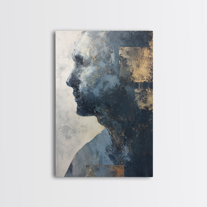 Expressive Portrait with Dramatic Light and Textured Framed Canvas Print, Art, Modern Decor, Living Room Decor, Fine Art, ART-2x3-12