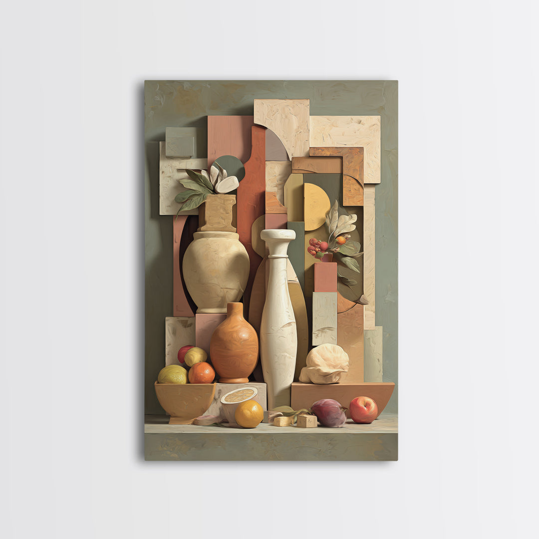 Modern Sculptural Shapes Rendered as Painted Forms Canvas Print, Art, Neutral Decor, Living Room Decor, Abstract Art, ART-2x3-14