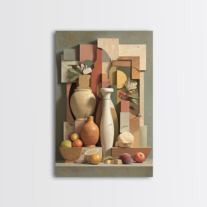 Modern Sculptural Shapes Rendered as Painted Forms Canvas Print, Art, Neutral Decor, Living Room Decor, Abstract Art, ART-2x3-14