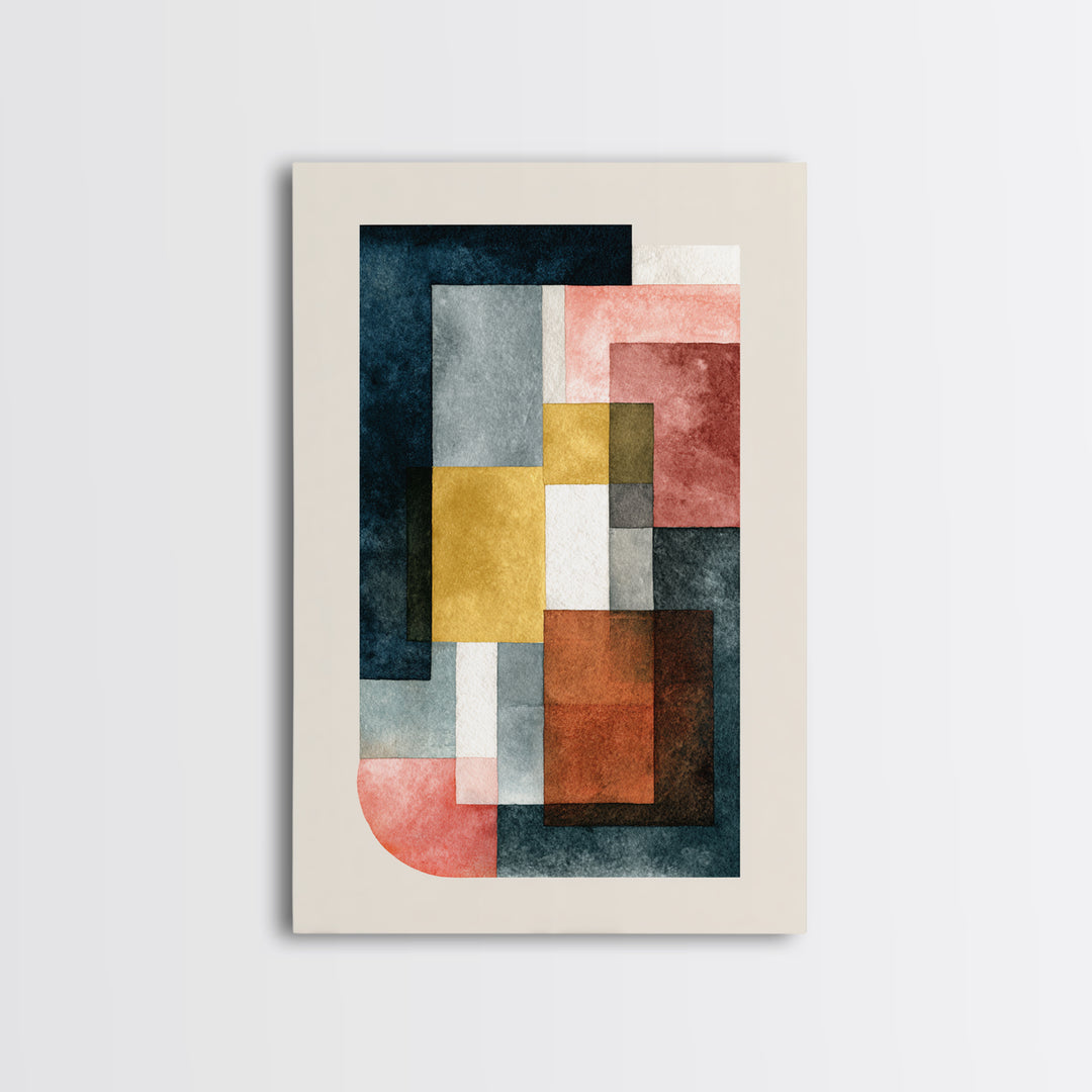 Geometric Color Study Framed Canvas Print, Art, Textured Painting, Living Room Decor, Fine Art, Digital Wall Art, ART-2x3-17