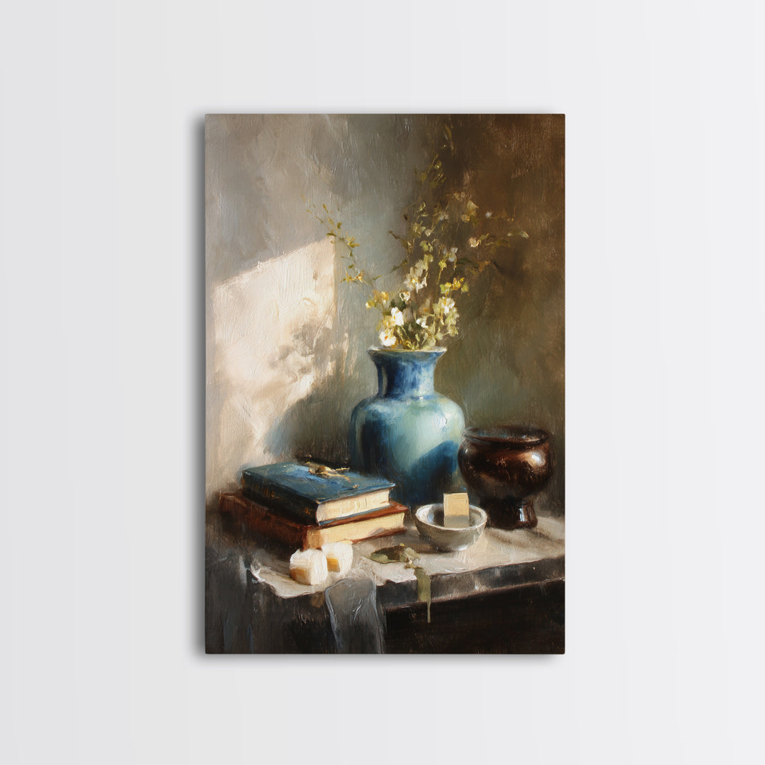 Sunlit Interior Still Life Framed Canvas Print, Art, Fine Art Print, Living Room Decor, Fine Art, Digital Art, ART-2x3-22