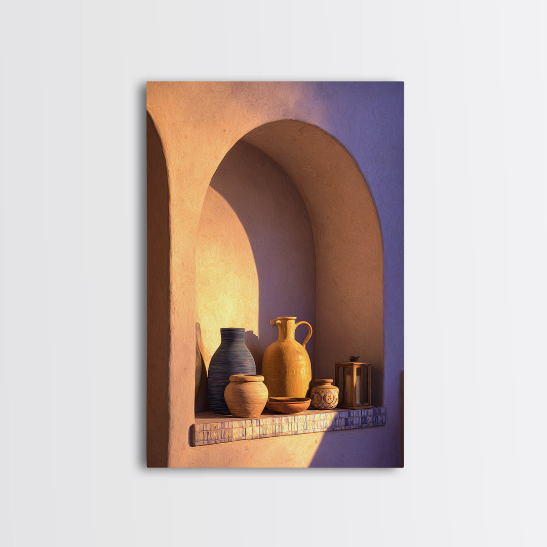 Architectural Archway in Warm Mediterranean Light Framed Canvas Print, Art, Gallery Decor, Living Room Decor, Fine Art, ART-2x3-30