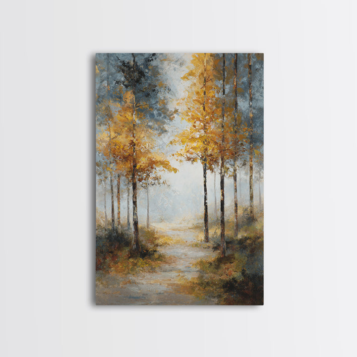 Woodland Path with Golden Autumn Atmosphere Canvas Print, Art, Printable Art, Living Room Decor, Fine Art, Statement Artwork, ART-2x3-31