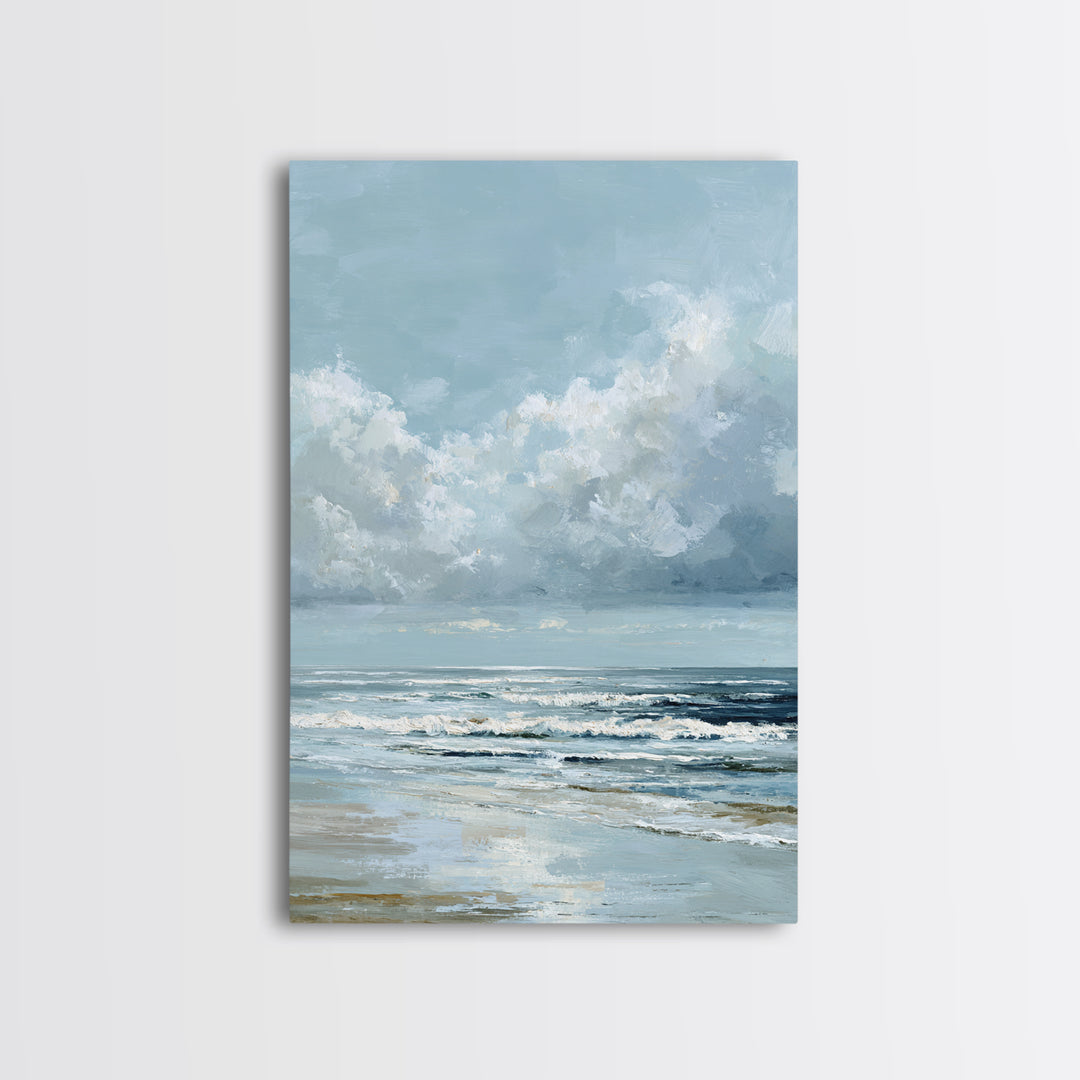 Dramatic Seascape with Foam and Storm Clouds Canvas Print, Art, Canvas Art, Living Room Decor, Fine Art, Horizontal Wall Art, ART-2x3-32