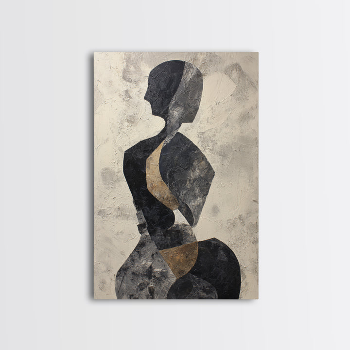 Simple Monochrome Figure Study Framed Canvas Print, Art, Black Art, Living Room Decor, Fine Art, Wall Decor, ART-2x3-44