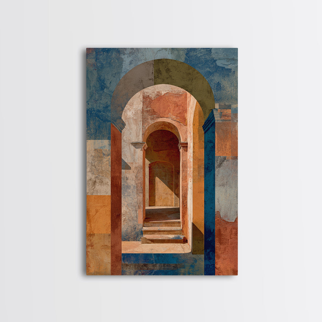 Architectural Archway in Warm Mediterranean Light Framed Canvas Print, Art, Gallery Decor, Living Room Decor, Fine Art, ART-2x3-6