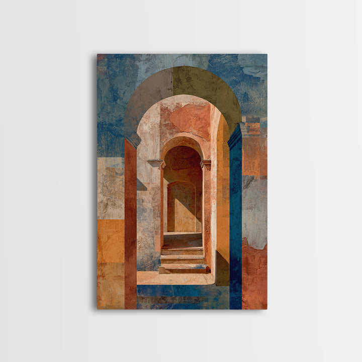 Architectural Archway in Warm Mediterranean Light Framed Canvas Print, Art, Gallery Decor, Living Room Decor, Fine Art, ART-2x3-6