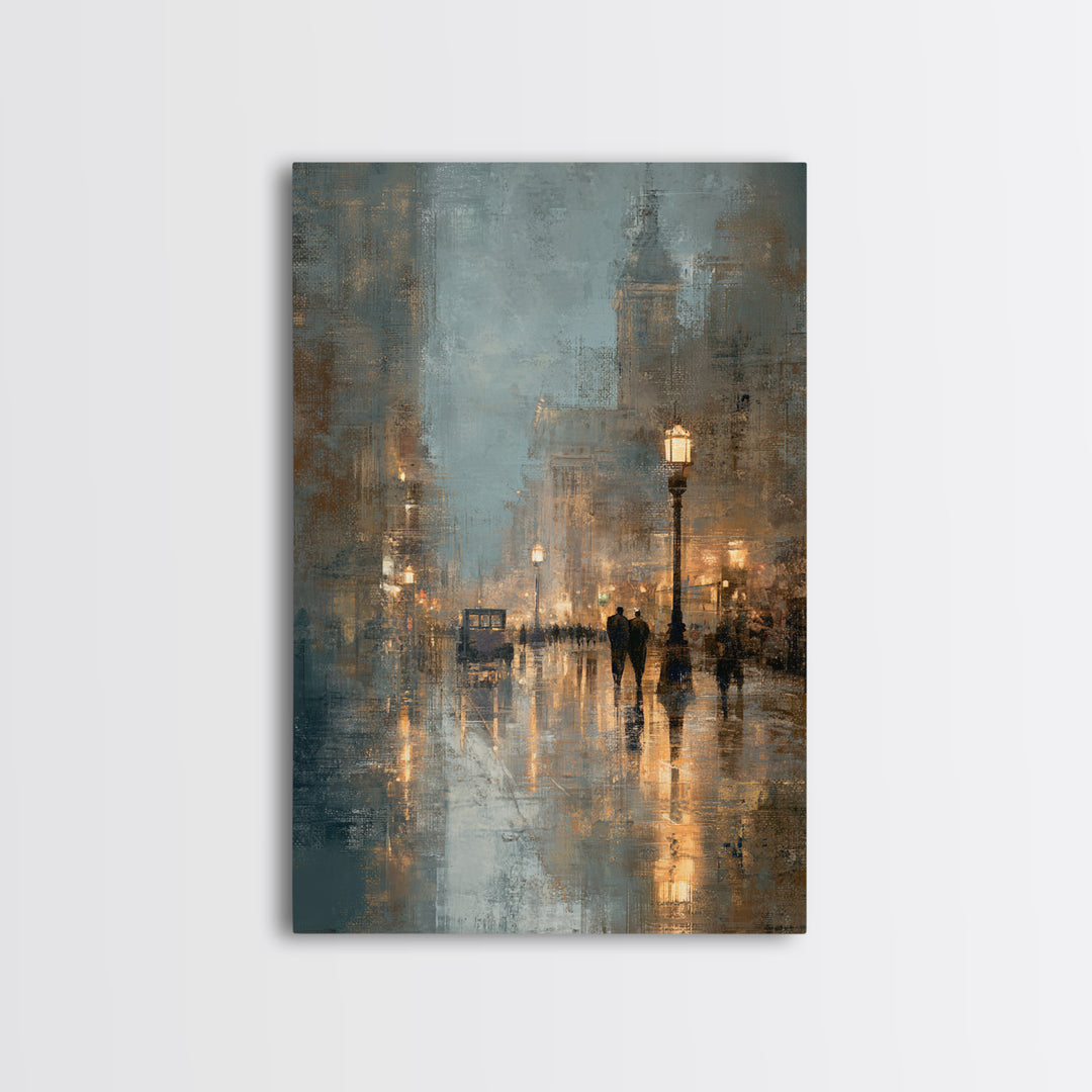 Moody City Scene Reflected Canvas Print, Art, Room Decor, Living Room Decor, Oil Painting, Art Commission, Digital Wall Art, ART-2x3-66