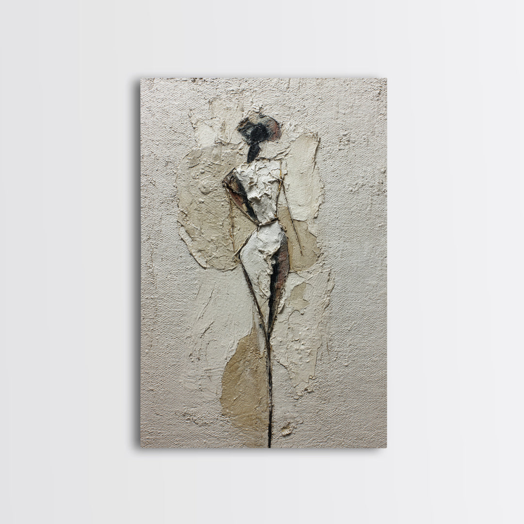 Simple Monochrome Figure Study Framed Canvas Print, Art, Minimalist Decor, Living Room Decor, Fine Art, Large Wall Art, ART-2x3-68