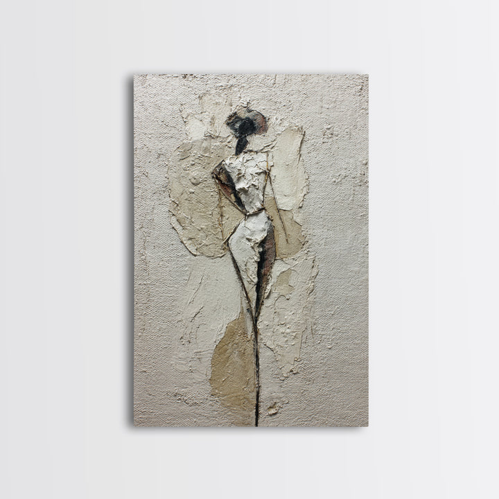 Simple Monochrome Figure Study Framed Canvas Print, Art, Minimalist Decor, Living Room Decor, Fine Art, Large Wall Art, ART-2x3-68
