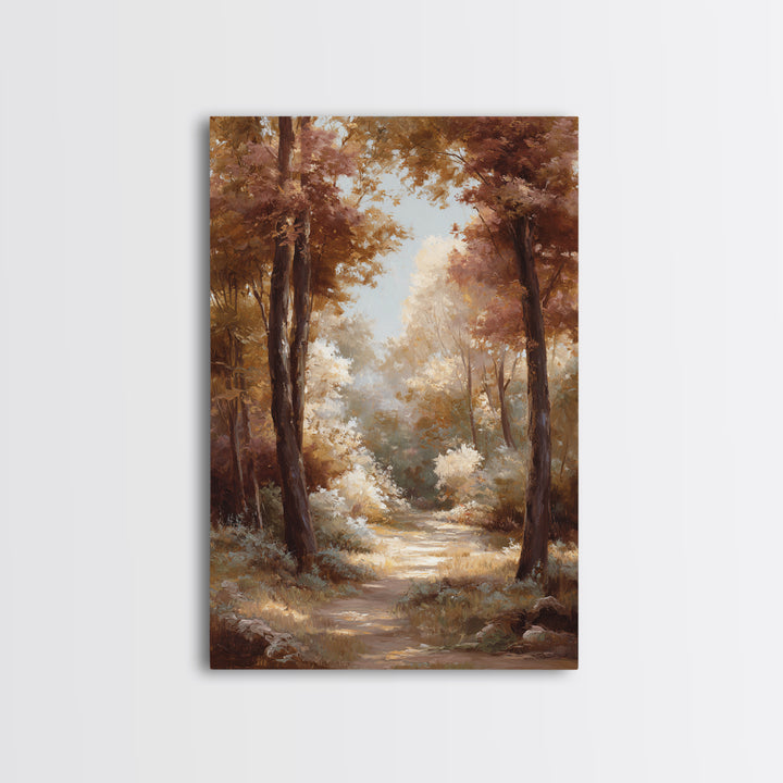 Woodland Path with Golden Autumn Atmosphere Canvas Print, Art, Fine Art Print, Living Room Decor, Fine Art, Digital Art, ART-2x3-79