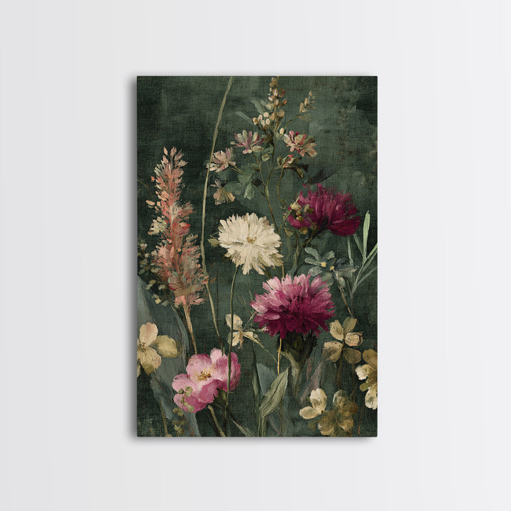 Painterly Meadow with Loose Impressionist Flowers Canvas Print, Art, Wall Art Prints, Living Room Decor, Watercolor Art, ART-2x3-95