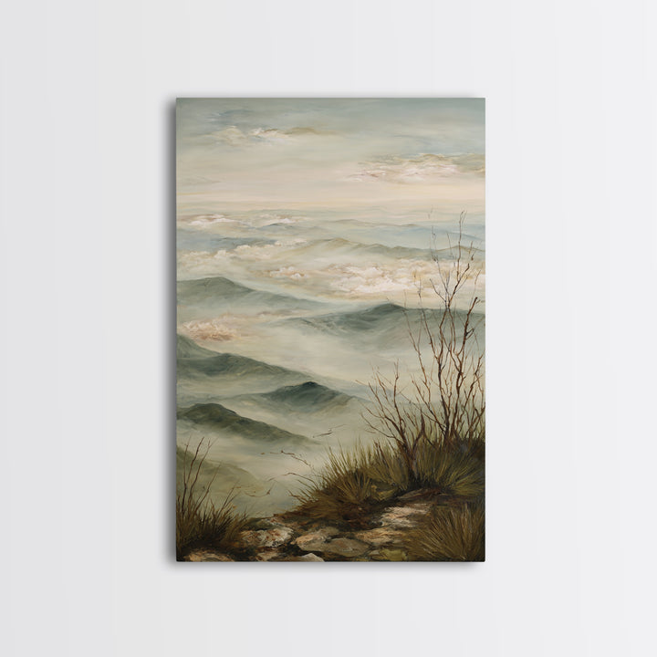 Quiet Mountain Scene Framed Canvas Print, Art, Digital Art, Living Room Decor, Fine Art, Abstract Art, Canvas Art, ART-2x3-97