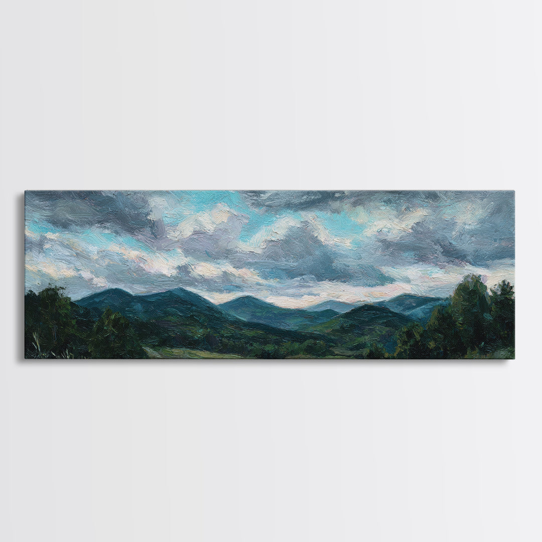 Quiet Mountain Scene Canvas Print, Art, Digital Wall Art, Living Room Decor, Oil Painting, Framed Art, Wood Wall Art, ART-3x1-33