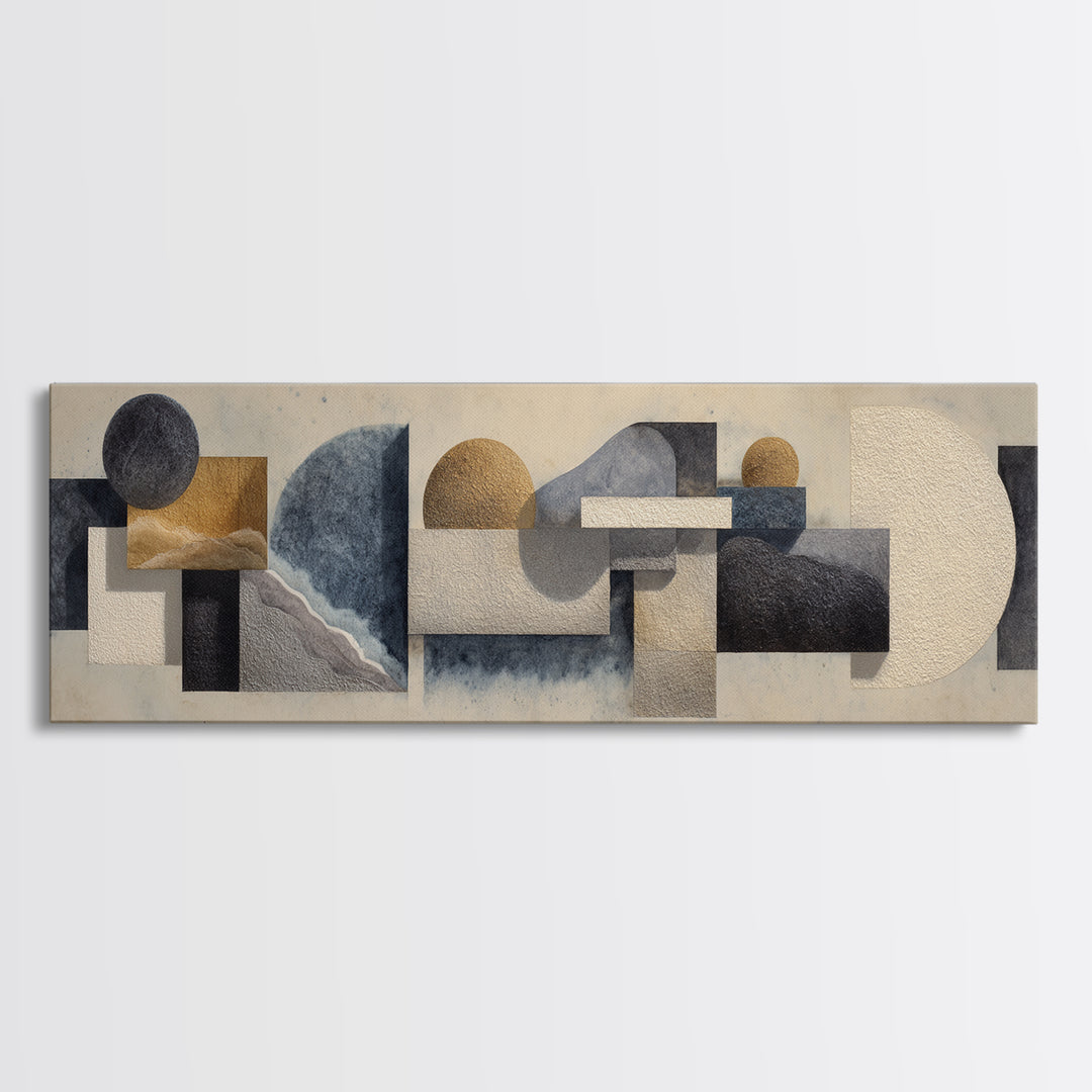 Modern Sculptural Shapes Rendered as Painted Forms Canvas Print, Art, Large Wall Art, Living Room Decor, Abstract Art, ART-3x1-46
