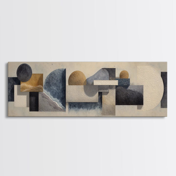 Modern Sculptural Shapes Rendered as Painted Forms Canvas Print, Art, Large Wall Art, Living Room Decor, Abstract Art, ART-3x1-46